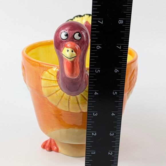 Lotus Ceramic Turkey Planter Vtg 98 Authentic Handcrafted Thanksgiving Pot Gift - Picture 8 of 10